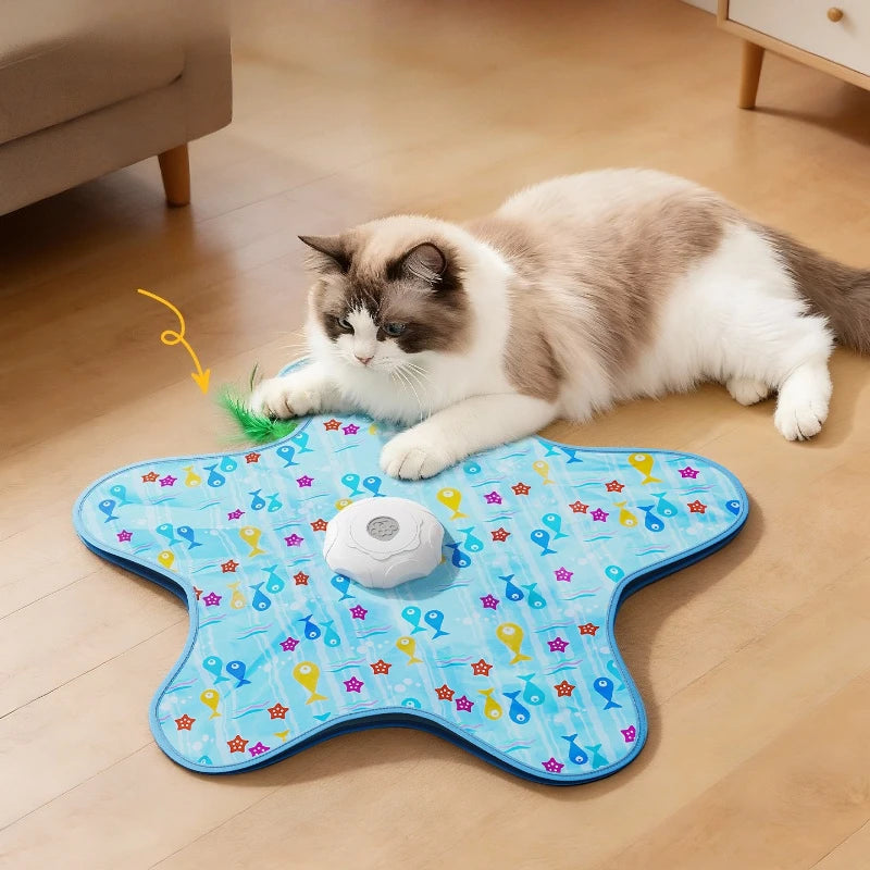 Electric Cat Turntable Pet Toy Interactive Cat Toys Squeaky Motion Activated Moving Automatic Intelligent Cat Funny Stick Toy