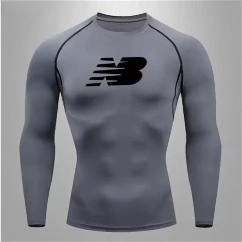 Men's fitness training T-shirt casual outdoor sports long sleeved jogging comfortable breathable quick drying T-shirt