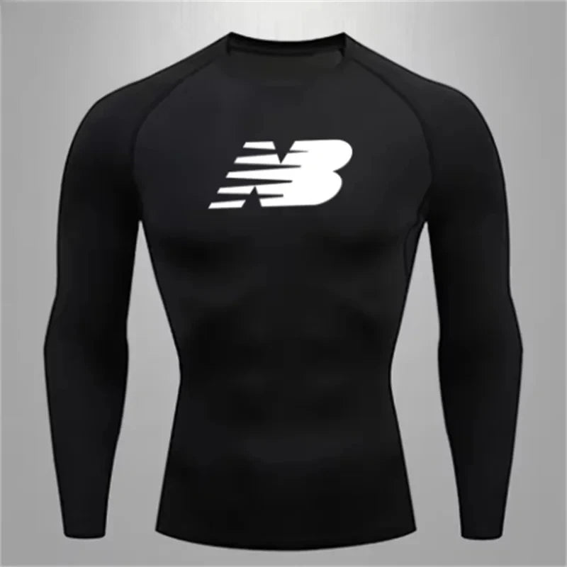 Men's fitness training T-shirt casual outdoor sports long sleeved jogging comfortable breathable quick drying T-shirt