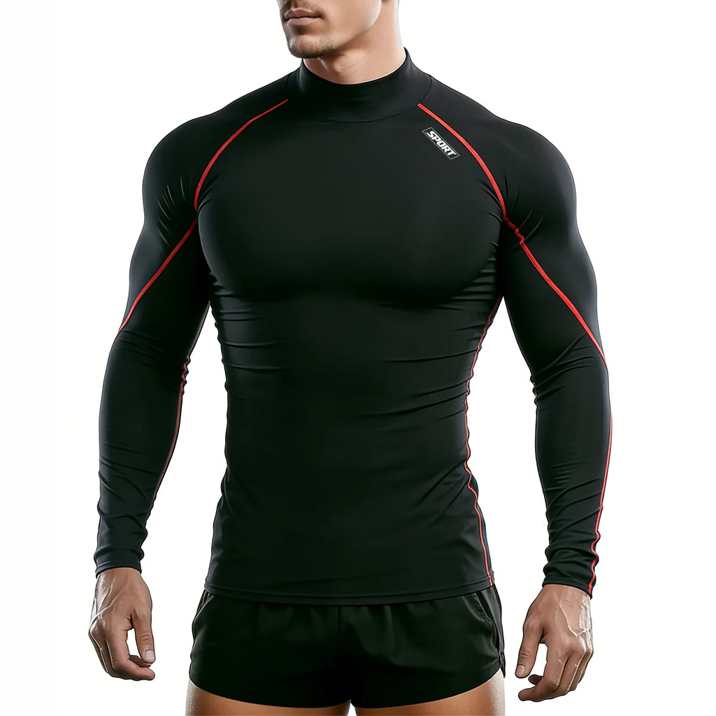 Compression Sport T-shirt Man Running Long Sleeve T Shirt Elastic Fitness Athletic Tee Gym Workout Sportwear Top