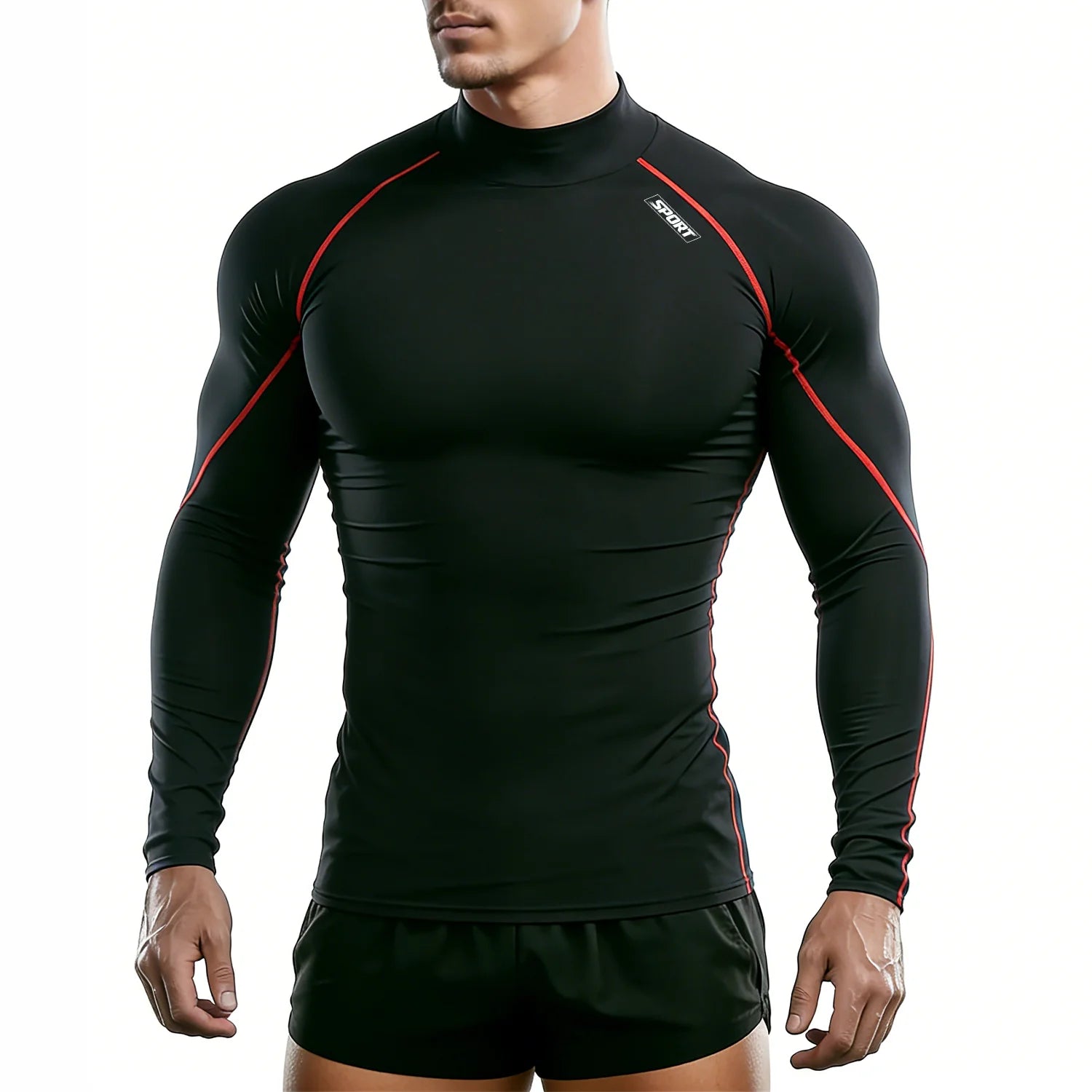 Compression Sport T-shirt Man Running Long Sleeve T Shirt Elastic Fitness Athletic Tee Gym Workout Sportwear Top