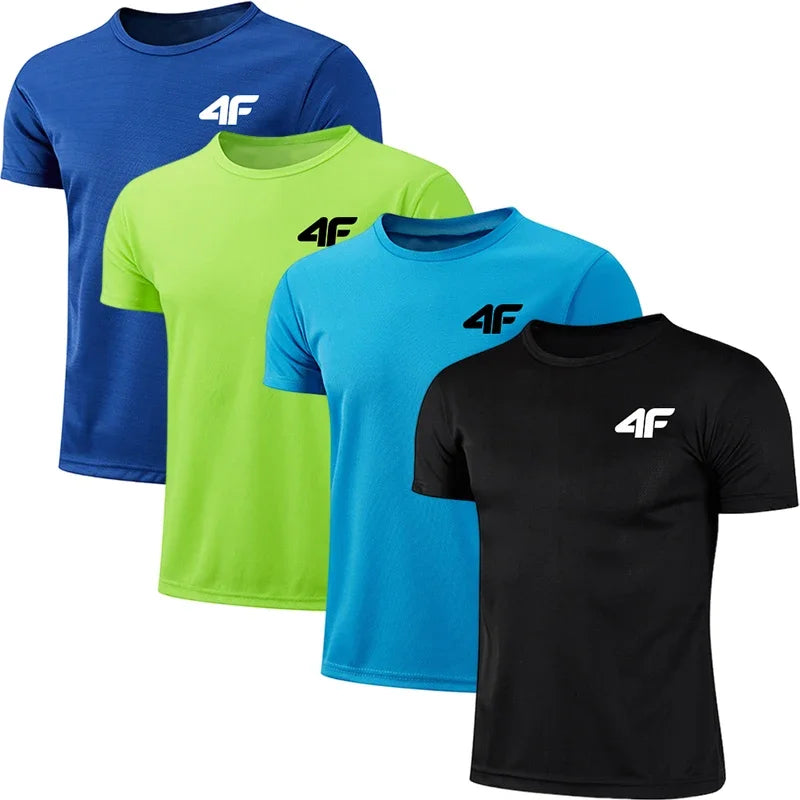 Men's Summer Exercise Trainning T-shirt High Quality Breathable Quick Dry Short Sleeved Top Marathon Gym Fitness Basketball Tees